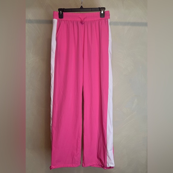 OTOS Activewear Womens Barbie Pink stripe Nylon W/Drawstring Ankle pants|Size:L - Picture 4 of 15